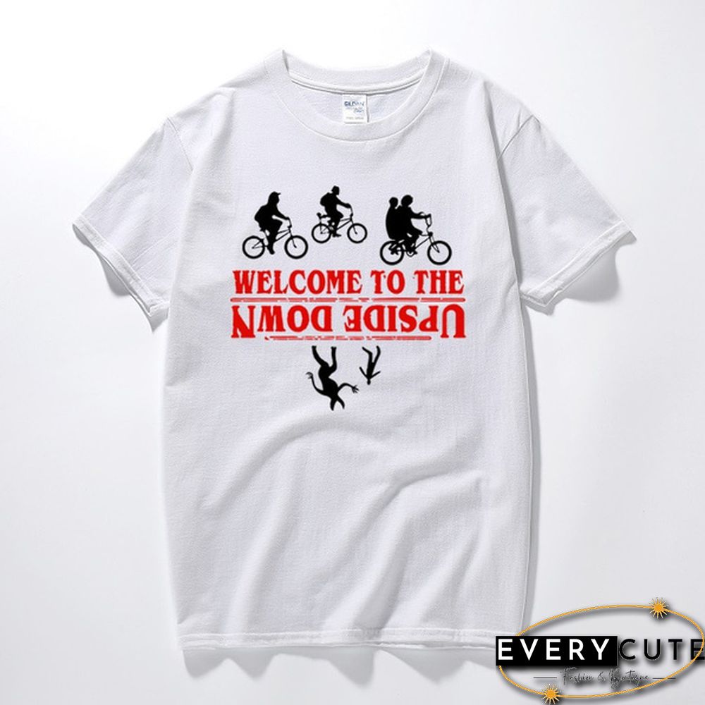 Stranger Things T-Shirt Welcome Upside Down T Shirt Inspired Design Top T Shirt Clothing Camisetas Hombre Short Sleeve T-Shirt