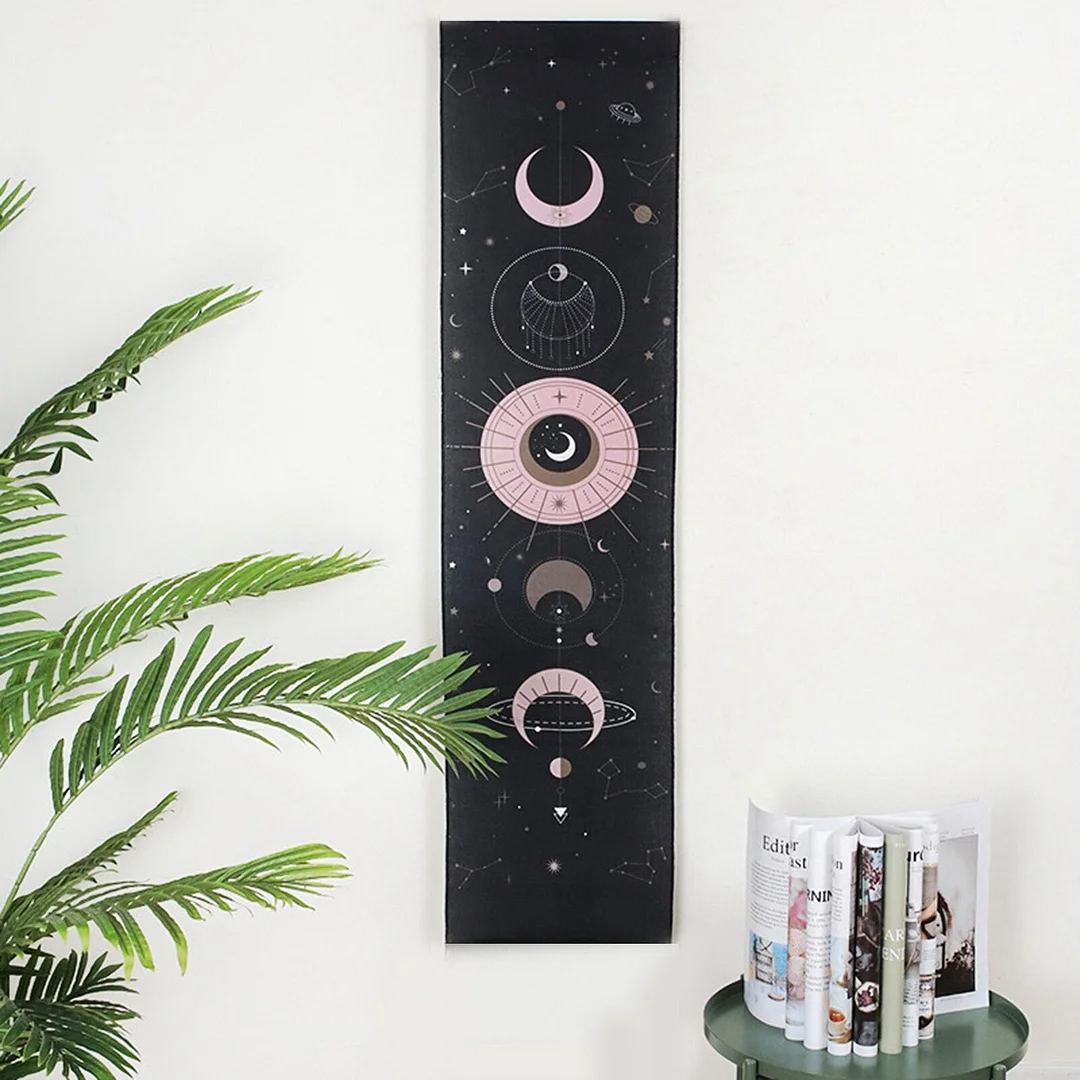 Moon Phase Tapestry Wall Hanging Tapestry Boho Art Tapestries Bright Printing Pattern hand-made lace hanging room decoration