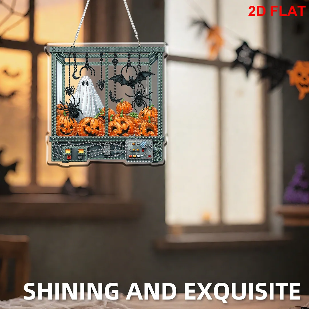 2D Flat DIY Hanging Diamond Art Kits DIY Home Decor Hanging Charm (Halloween)