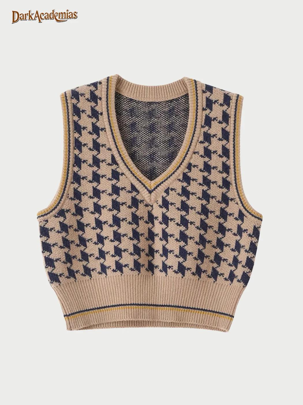 Soft Glutinous Knit Houndstooth Short Waistcoat / DarkAcademias /Darkacademias