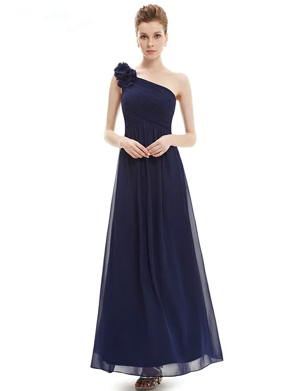 Elegant One Shoulder Chifofn Evening Dress Long Prom Gowns On Sale