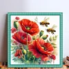 Poppy Flowers And Bees-11CT Stamped Cross Stitch 40*40cm/15.75*15.75in