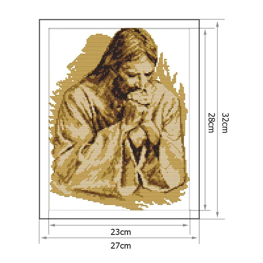 14CT Stamped Cross Stitch - Jesus Pray(Canvas|32*27CM)