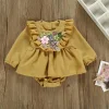 Baby Born Girls Long Sleeve Emboridery Flower Autumn Dresses