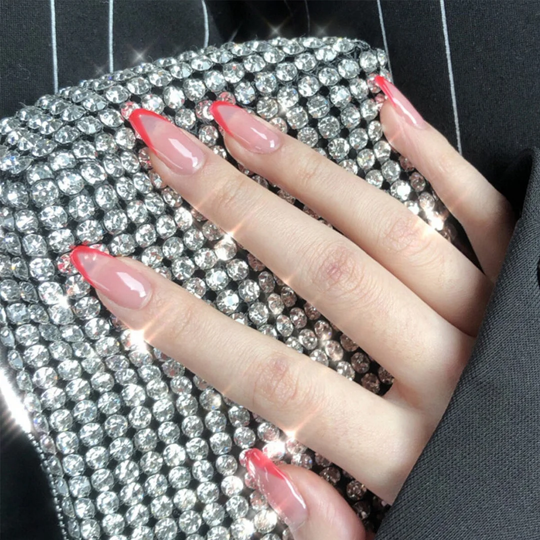 French V Simplicity Elegant Trapezoidal Wearable Fake Nails-Nail Inspo