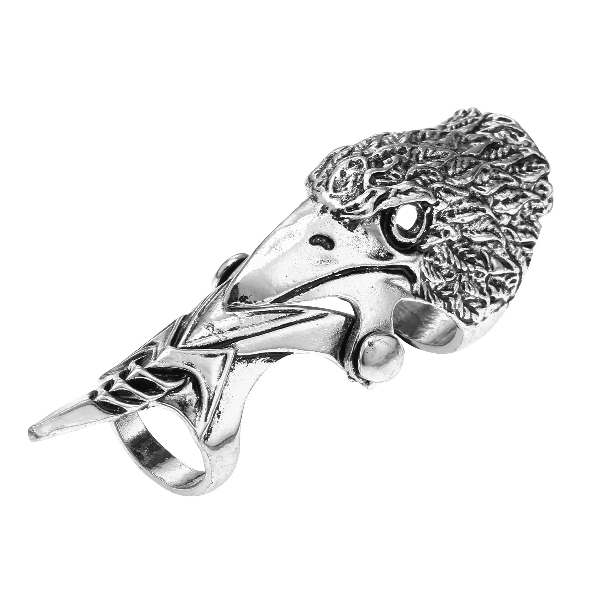Ancient Silver Alloy Retro Punk Style Rock Skull Dragon Shaped Knuckle Ring