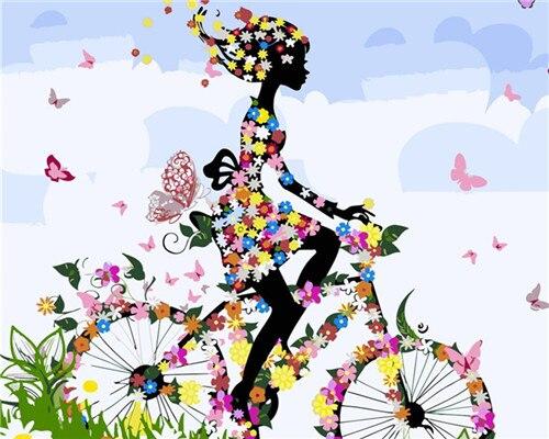 

Roses Girl On Bike – People Paint By Numbers - 40*50CM, 501 Original
