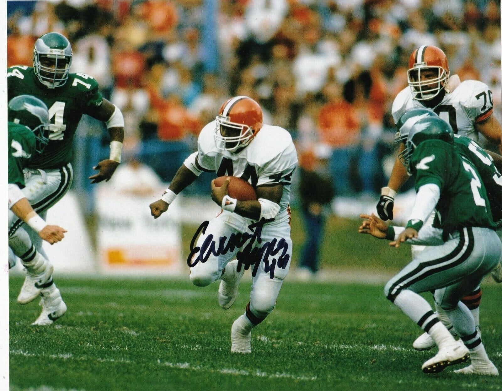 EARNEST BYNER CLEVELAND BROWNS ACTION SIGNED 8X10