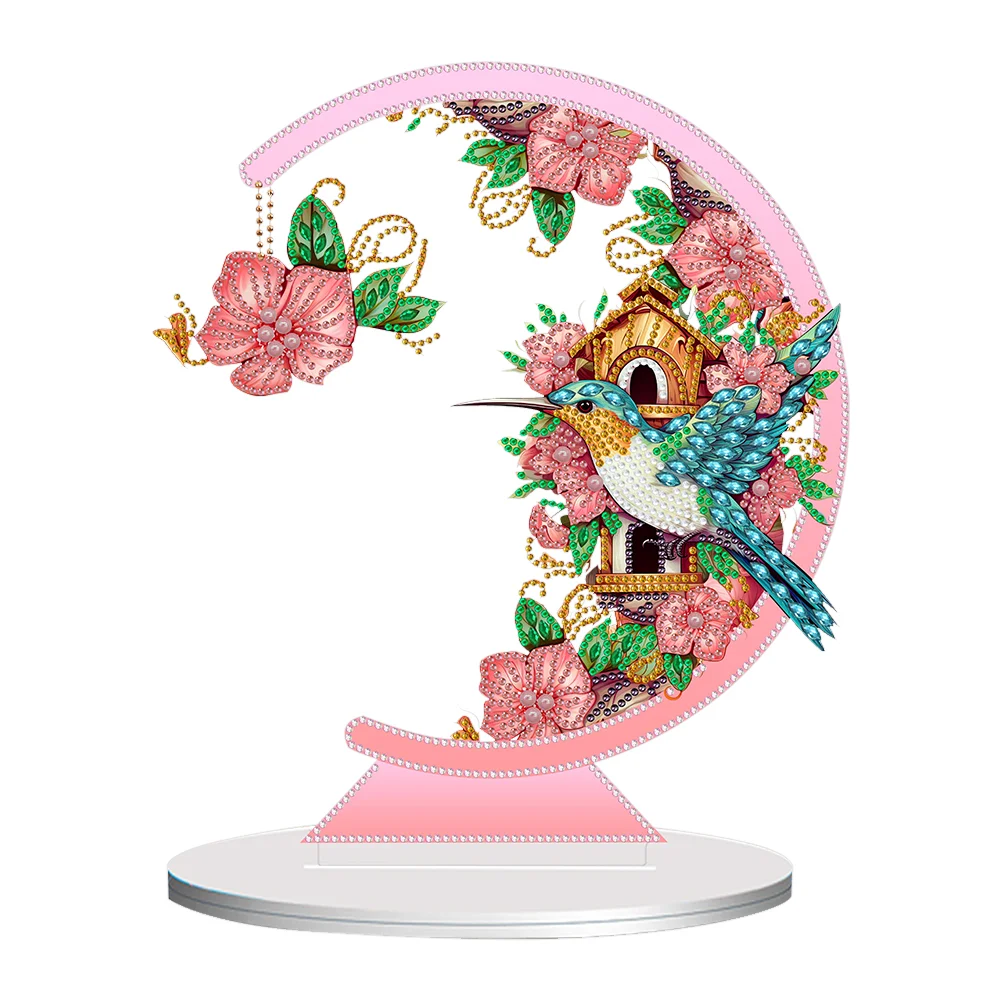 Special Shape Diamond Painting Table Decor (Bird with Flower in Mouth KJ035)
