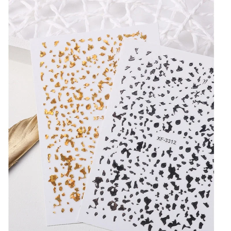 4/12pcs Gold Spot Nail Sticker Colorful Pink Silver Black Nail Art Adhesive DIY Foil Tips-Nail Inspo