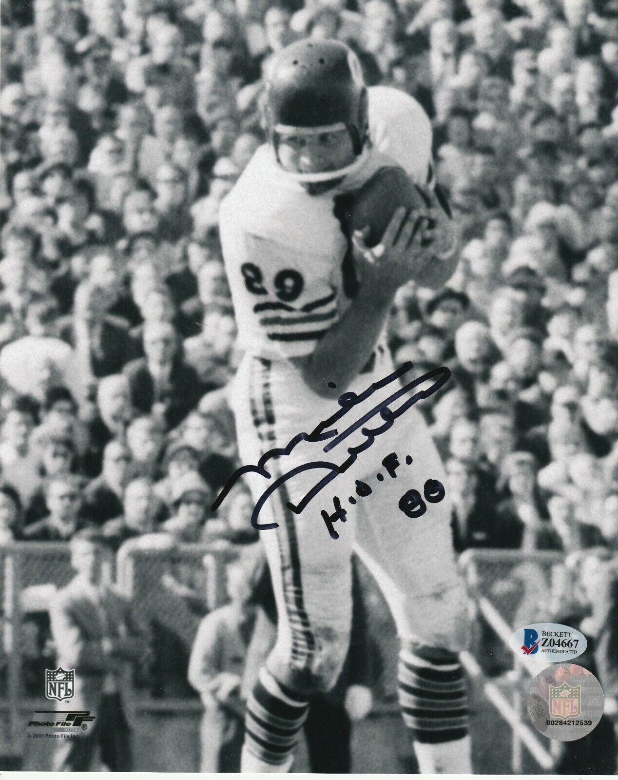 MIKE DITKA Signed BEARS 8x10 Photo Poster painting w/ Beckett COA & HOF Inscription