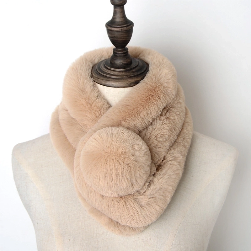 Unisex Elegant Vintage Style Solid Color Imitation Fur Scarf2