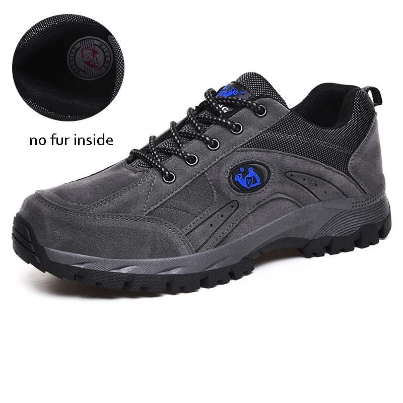 Winter Outdoor Hiking Shoes For Male Adult Fashion plush warm Cow Suede Man Casual Men Shoes Walking Footwear Sneakers Men