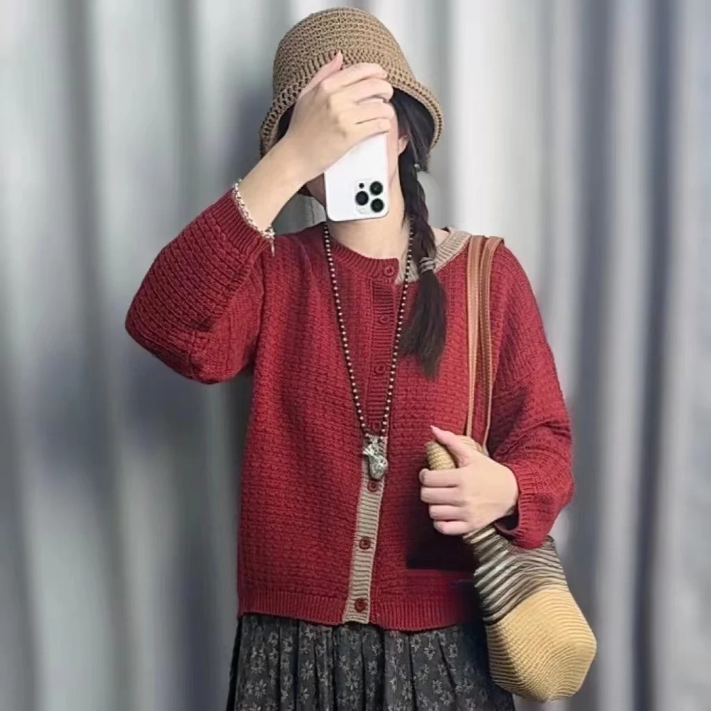 Chicfifth Sweater Women Winter Long Sleeve High Quality Autumn Vintage Top Knitted Cardigan