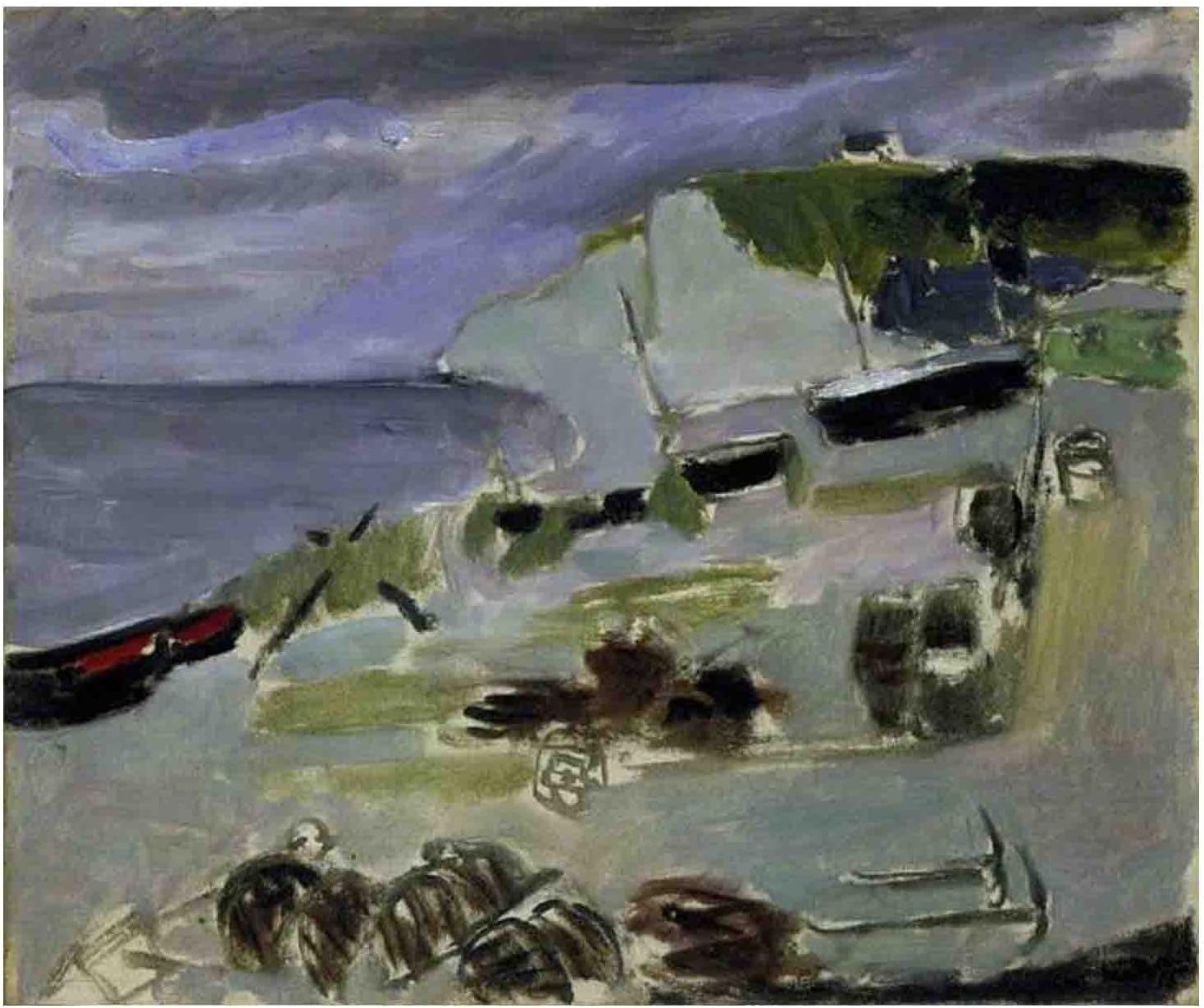 Canvas Print Wall Art Famous Painting Reproduction Boats on the Beach by Matisse Fauvism Canvas Pictures for Wall Decor Living Room Office Bedroom Home Decor 50x60cm 20 inch x24 inch Unframed Unframed