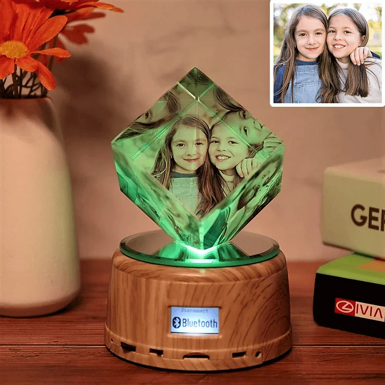 Custom Photo Auto-Rotating Crystal Lamp with Bluetooth