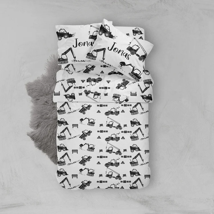 BlanketCute-Personalized Lovely Bedroom Tractor Bedding Set with Your Kid's Name | 04