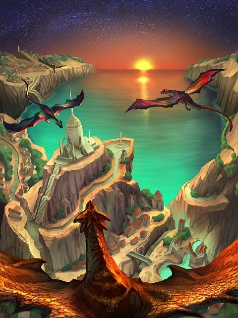 

Dragon And the Sunset – Paint By Numbers - 40*50CM, 501 Original