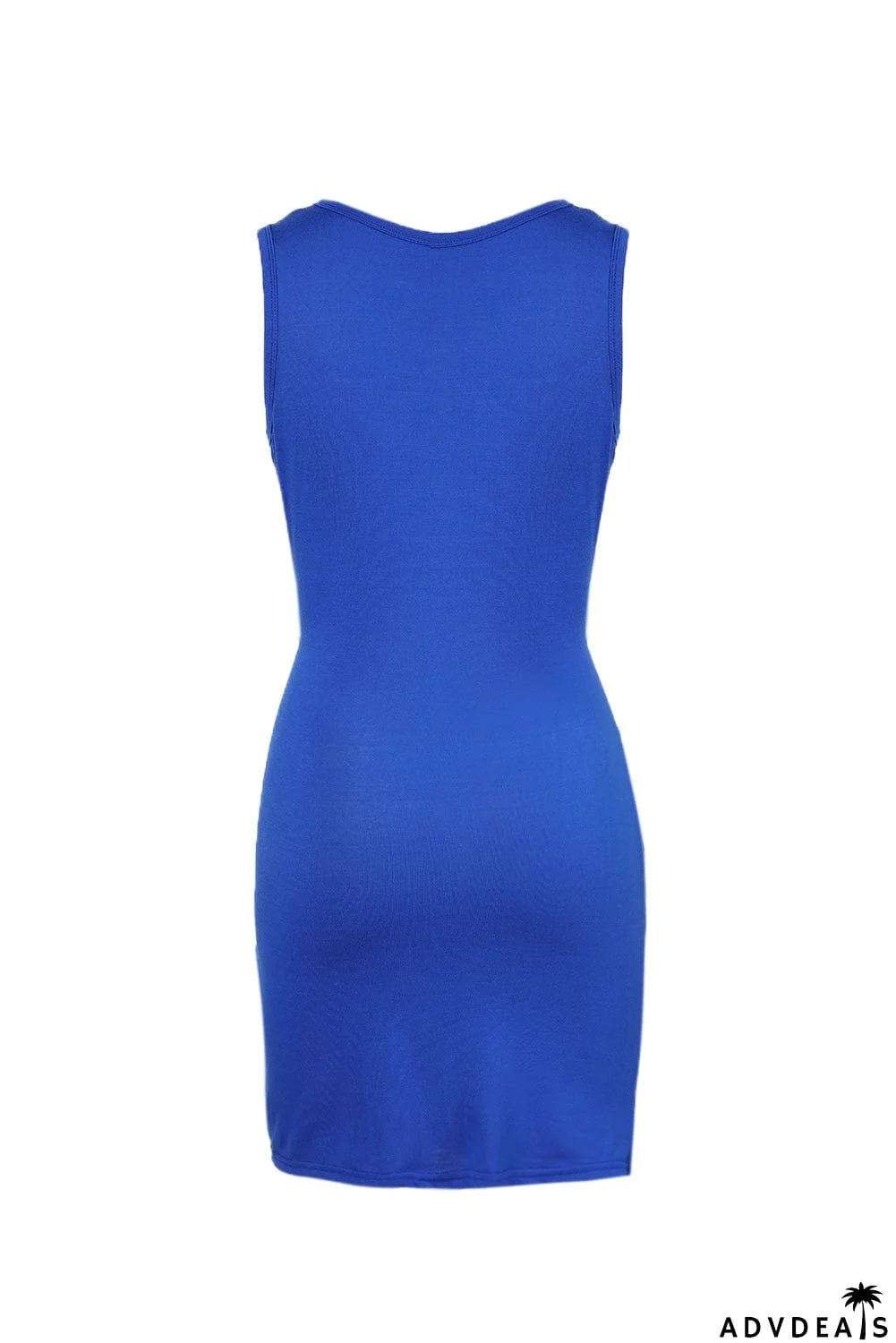 Burgundy Crew Neck Sleeveless Twist Hollow-out Bodycon Mini Dress