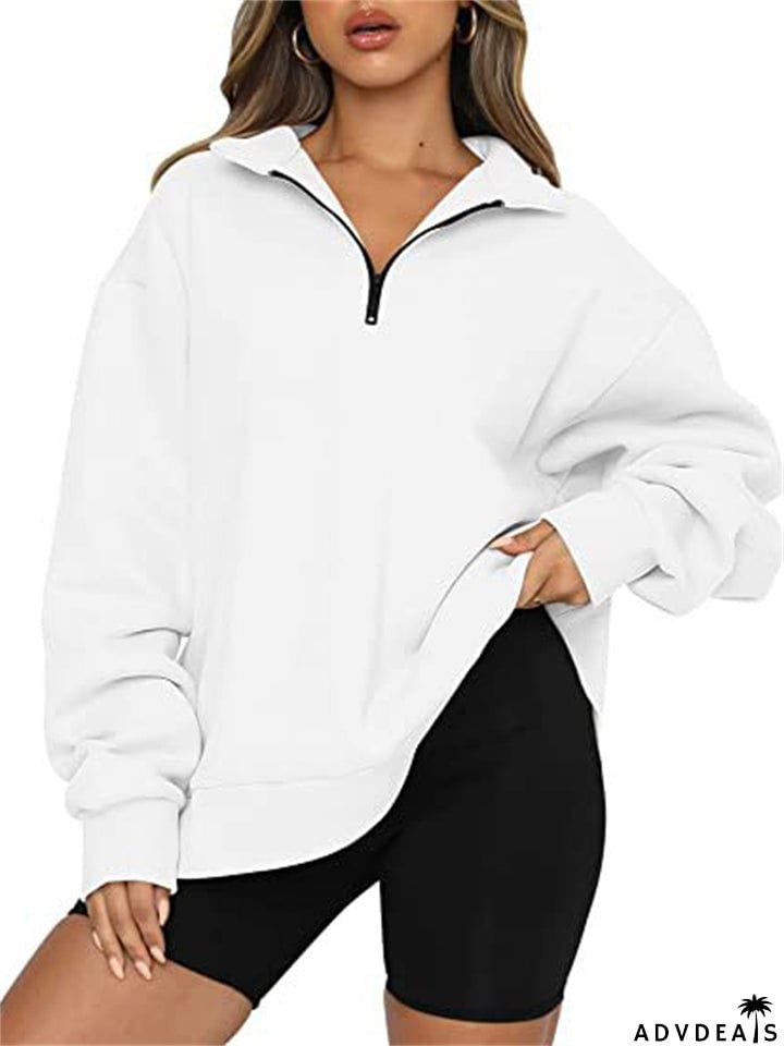 Women's Comfy Casual Half Zip Long Sleeved Sweatshirt