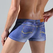 Denim Printed Men's Tight Shorts Lixishop 