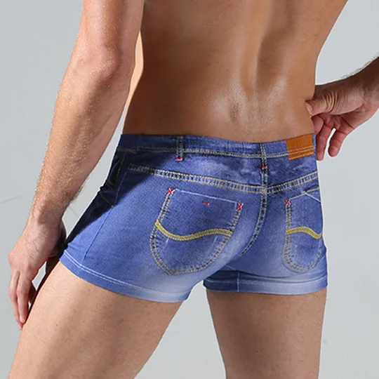 Denim Printed Men's Tight Shorts Lixishop 
