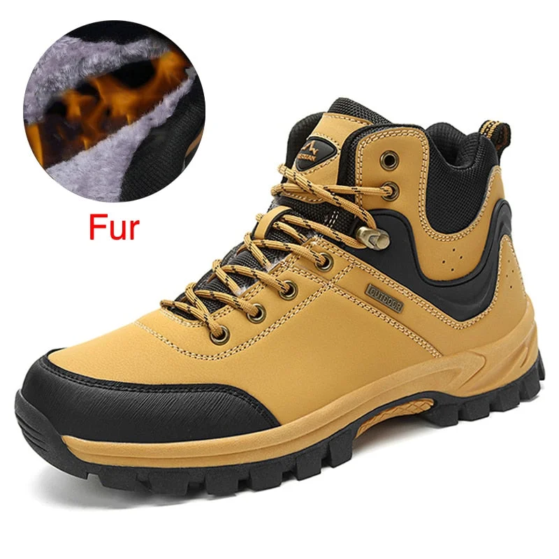 DEKABR Brand Winter Men Snow Boots Warm Plush Men's Boots Waterproof Leather Ankle Boots Top Quality Non-slip Men's Hiking Boots