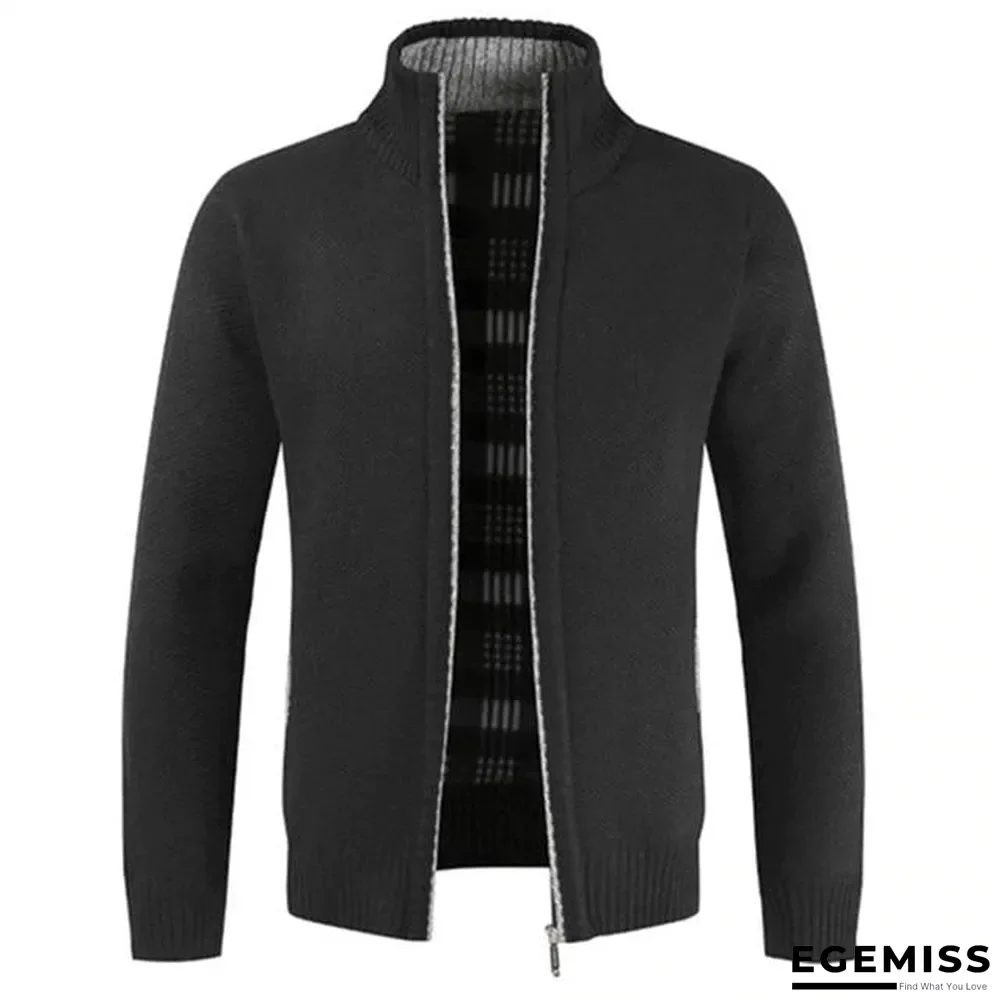 Autumn Winter New Men's Jacket Slim Fit Stand Collar Zipper Jacket Men Solid Cotton Thick Warm Jacket | EGEMISS