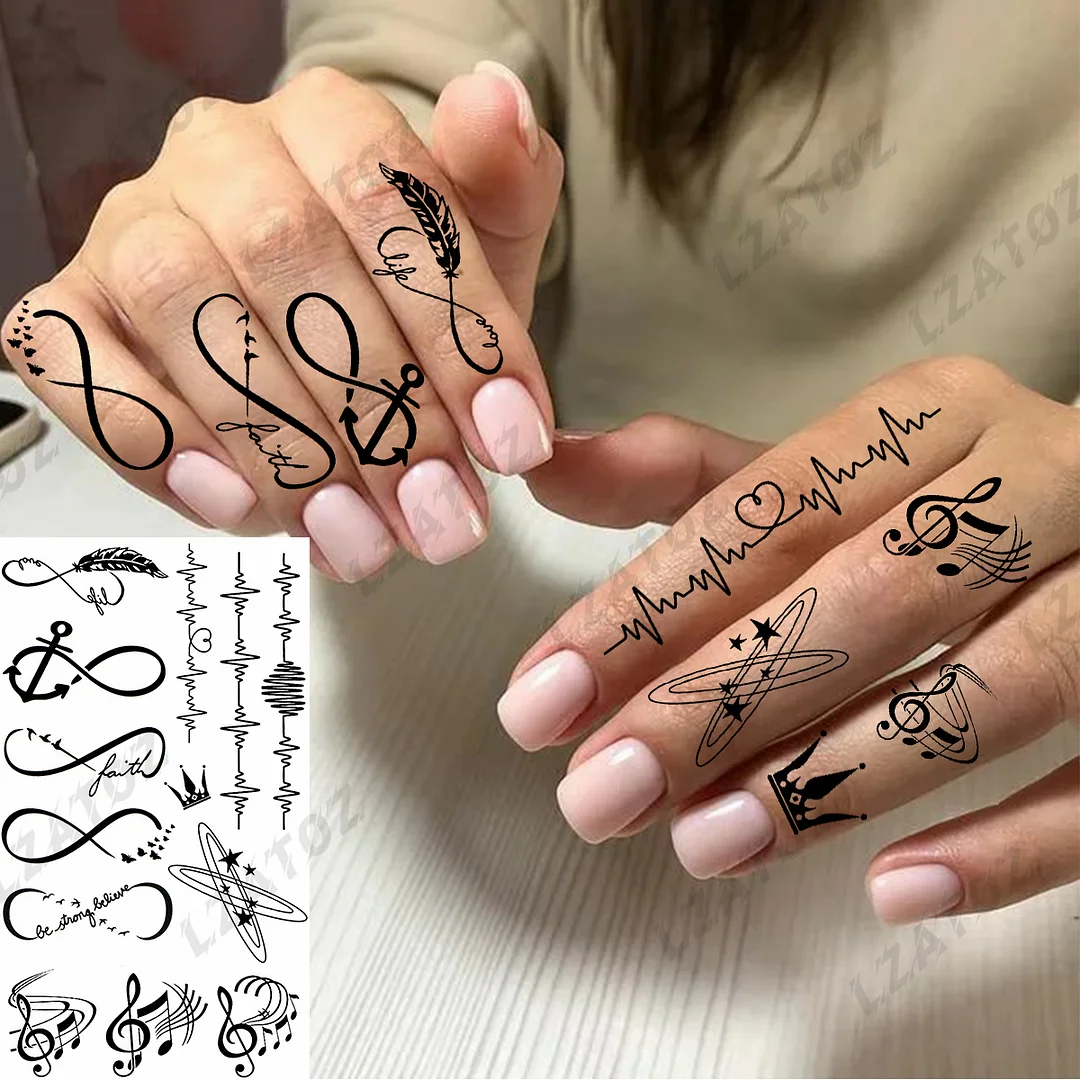 Sdrawing Eye Flower Temporary Tattoos For Woman Adults Rose Butterfly Tiny Fake Tattoo Sticker 3D Finger Waterproof Tatoos