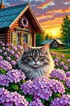 Luxury AB Velvet Diamond Painting Kit - Cat Among Flowers