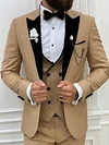 Fettachi Gold Slim Fit Velvet Peak Lapel Tuxedo
