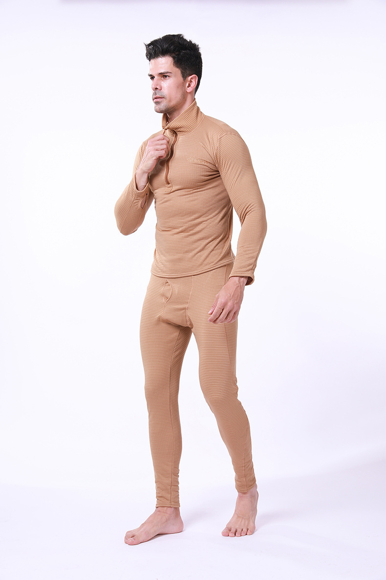 Pure Color Half-Zipper High-Neck Fleece Soft Thermal Underwear Sets Pure Color Half-Zipper High-Neck Fleece Soft Thermal Underwear Sets