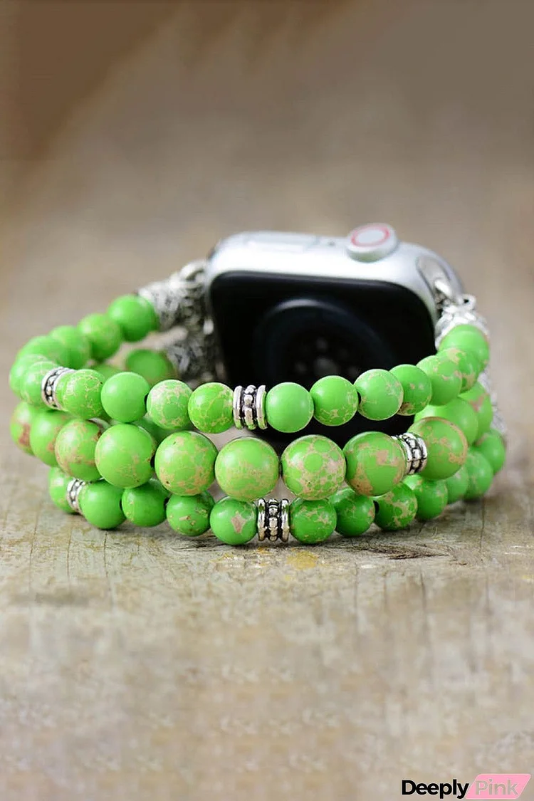 Synthetic Imperial Jasper Beaded Watchband Bracelet