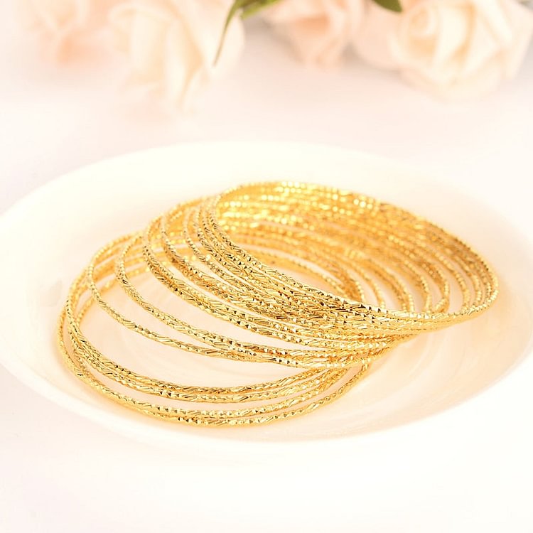 24k Gold Women Gold Big Dubai Bride Wedding Ethiopian Bracelet Africa Bangle Arab Jewelry