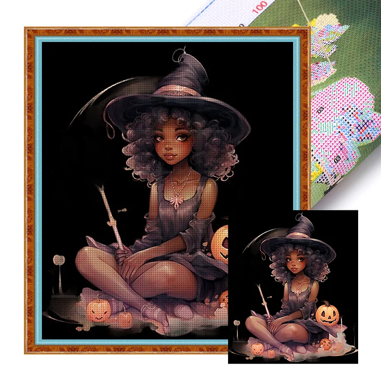 『HuaCan』Halloween Witch - 11CT Stamped Cross Stitch(50*55cm)