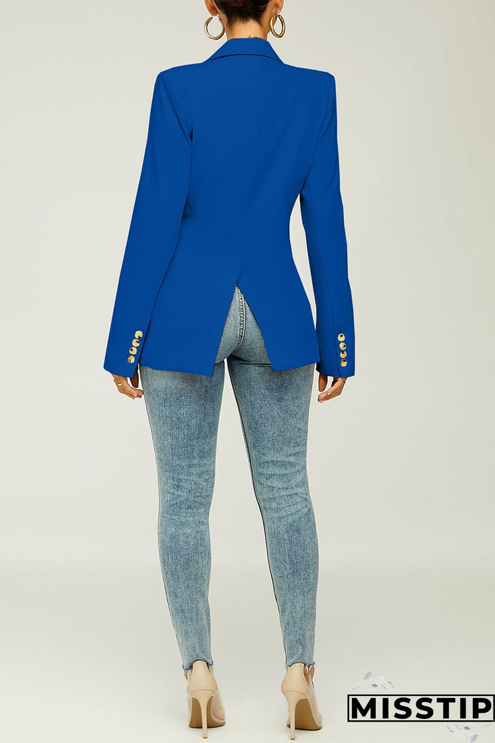 Black Casual Solid Patchwork Turn-back Collar Outerwear