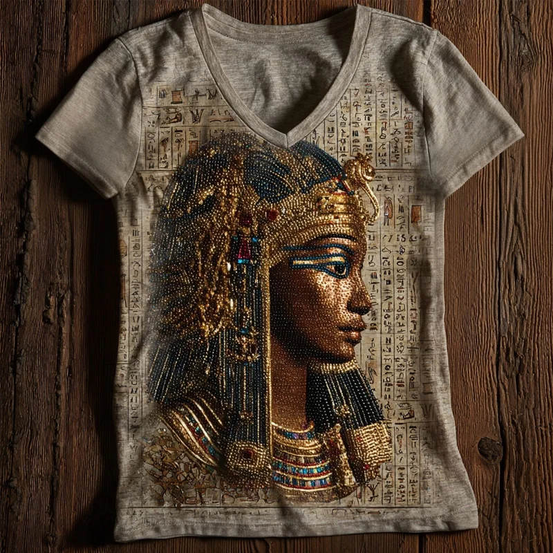 Vintage Egyptian Hieroglyphics & Goddess Isis Pattern Cozy T Shirt