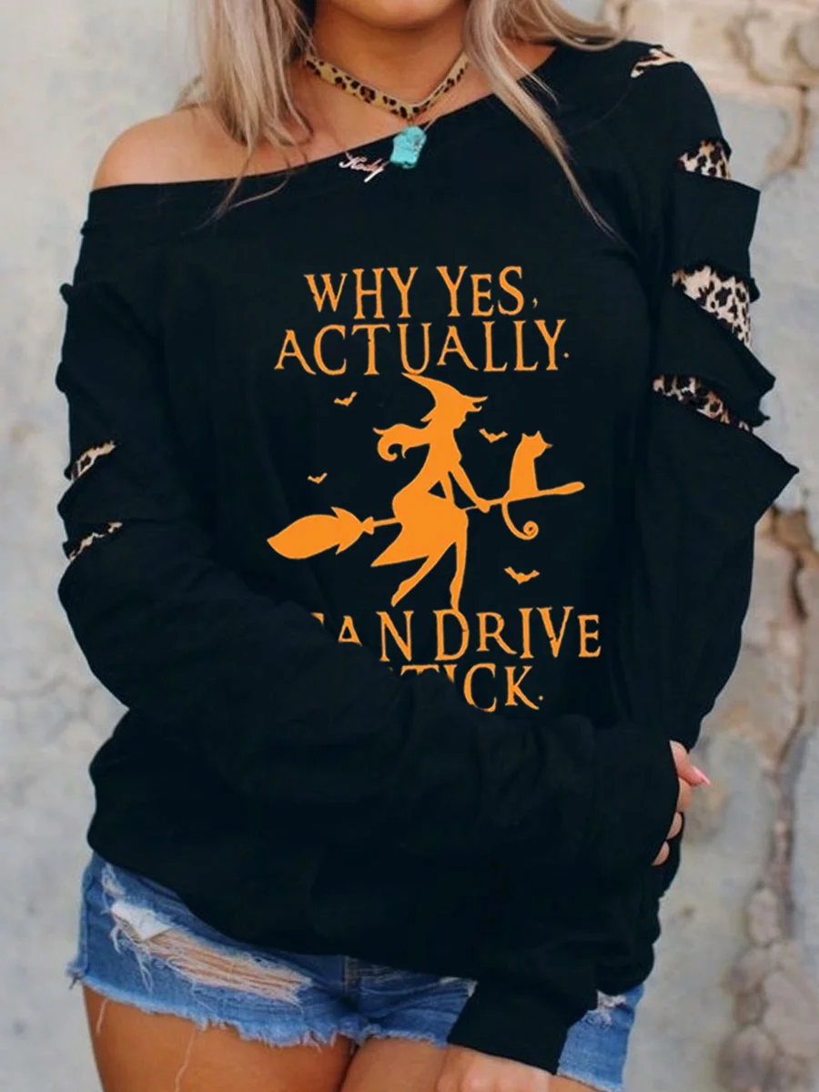 Why Yes Actually I Can Drive A Stick Halloween One Shoulder Sweatshirt
