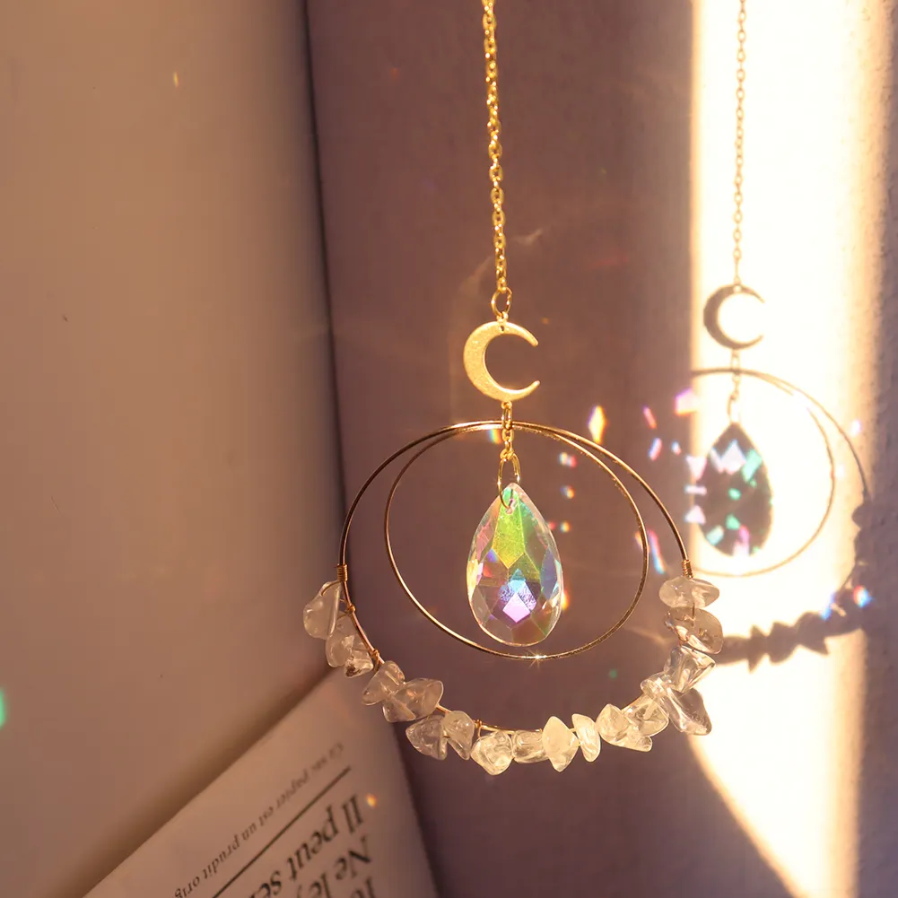 Crystal Sun Light Trapping Wind Chime Pendant Prism Lighting Catching Decor