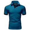 Men's T Shirt Tee Polo Shirt Golf Shirt Turndown Casual Soft Breathable Short Sleeve Lake Blue Black White Solid Cloths by Inlyline