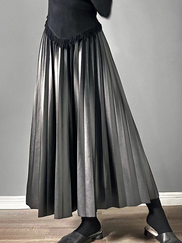 Elegant High Waist A-Line Pleated Skirt
