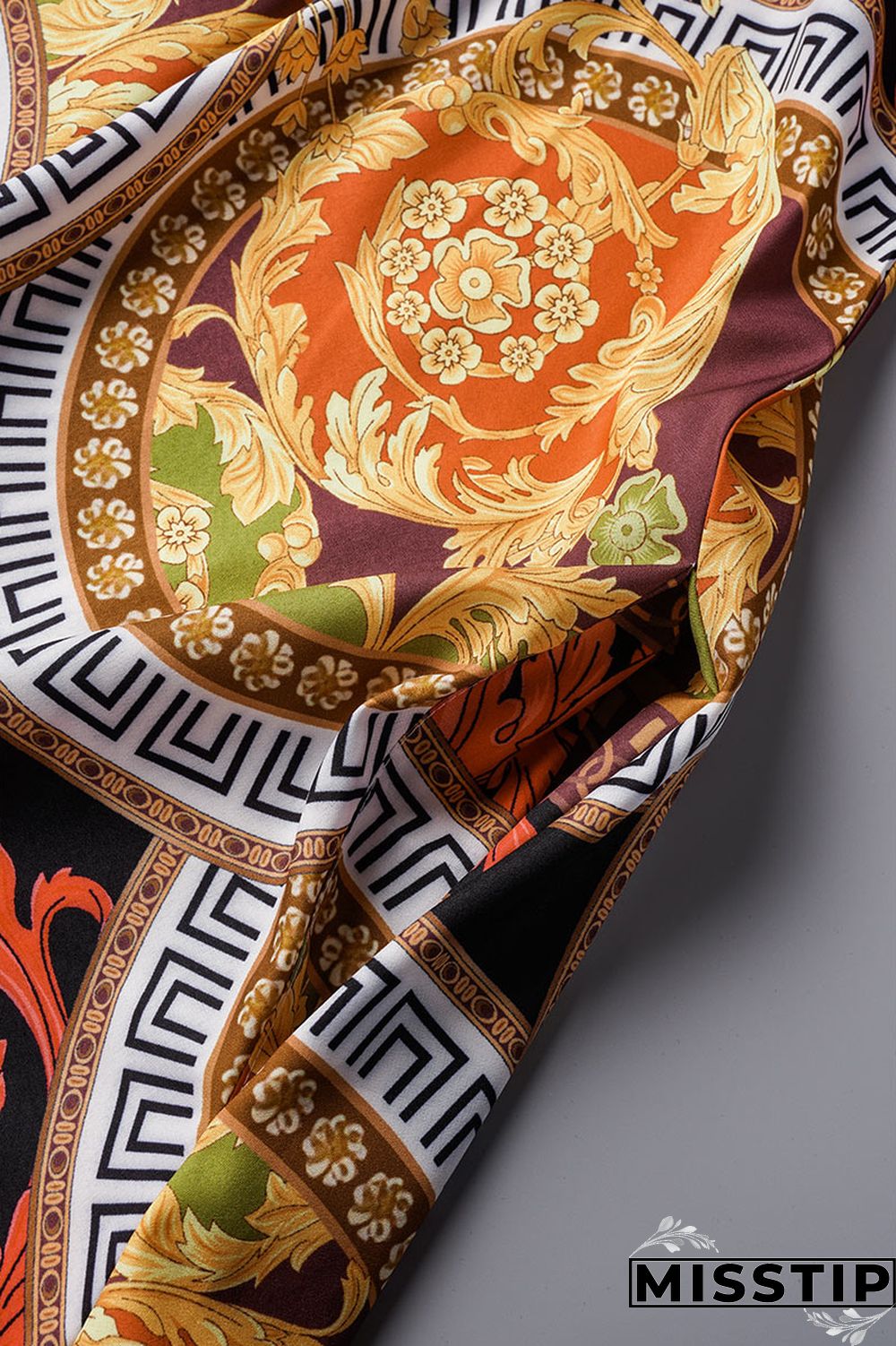 Colour Casual Print Patchwork Turndown Collar Straight Plus Size Dresses