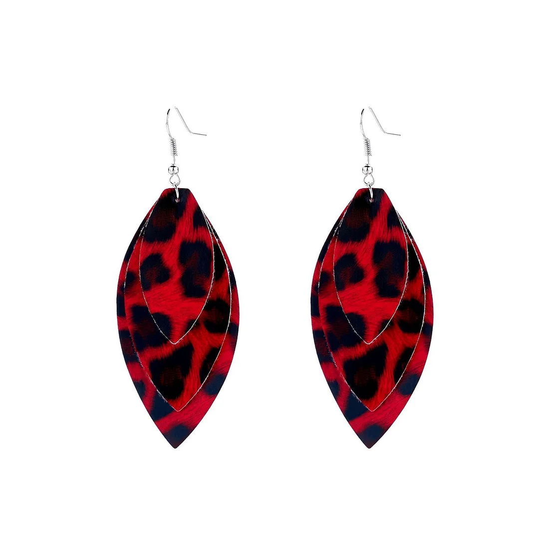Layered Leopard Leather Earrings