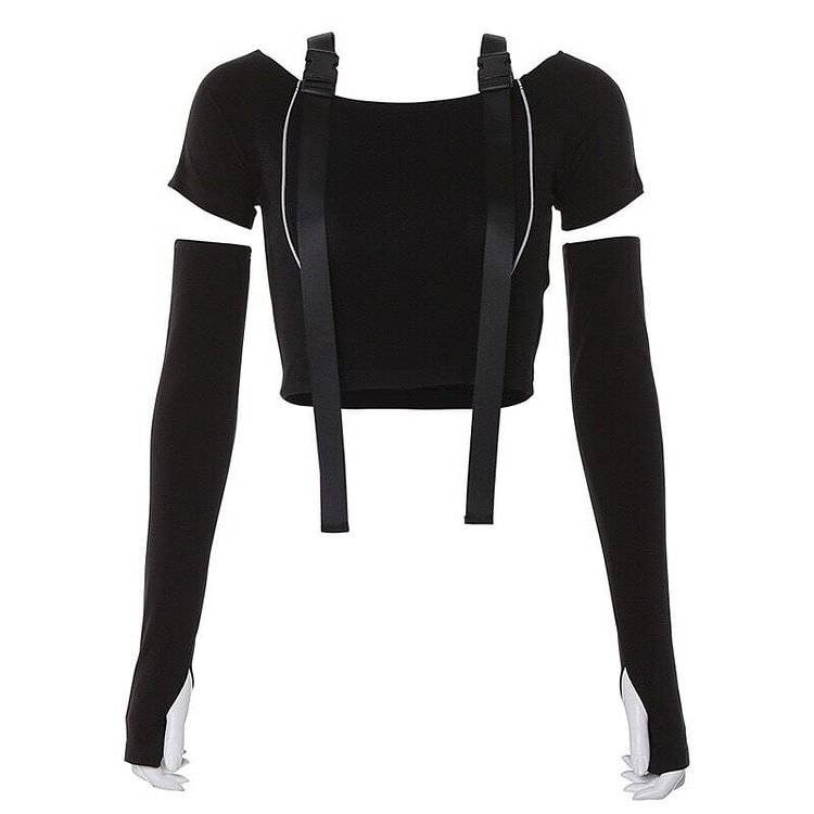Reflective Buckle Belt Top