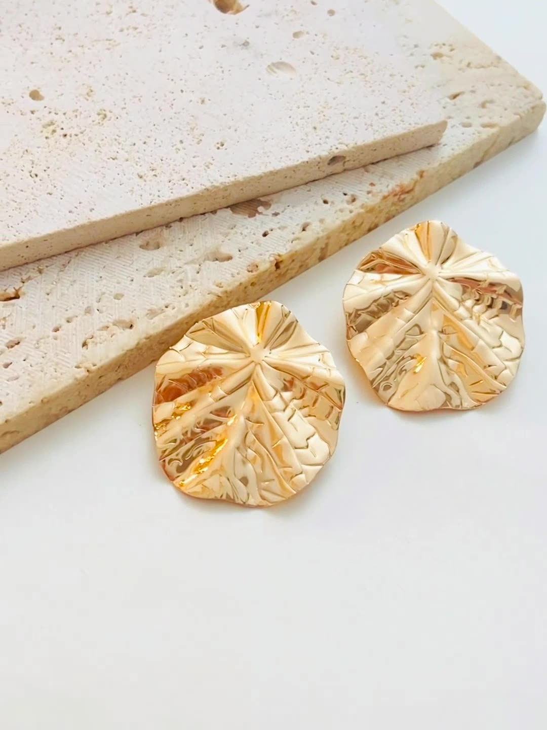 Lotus Leaf Gold-Plated Earrings