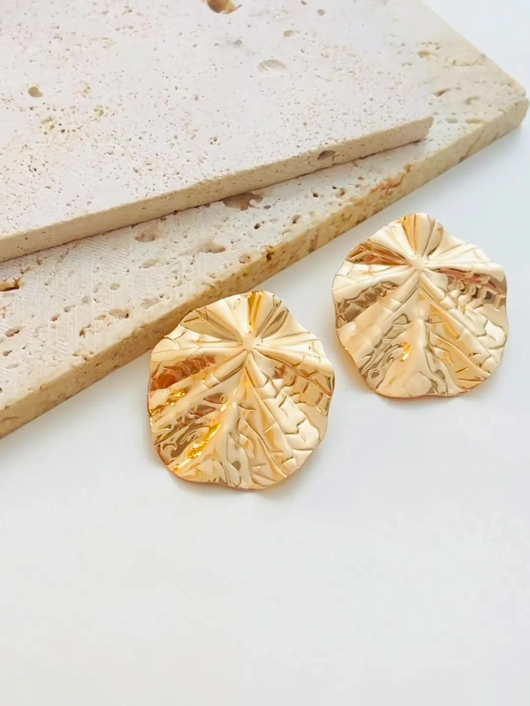 Lotus Leaf Gold-Plated Earrings