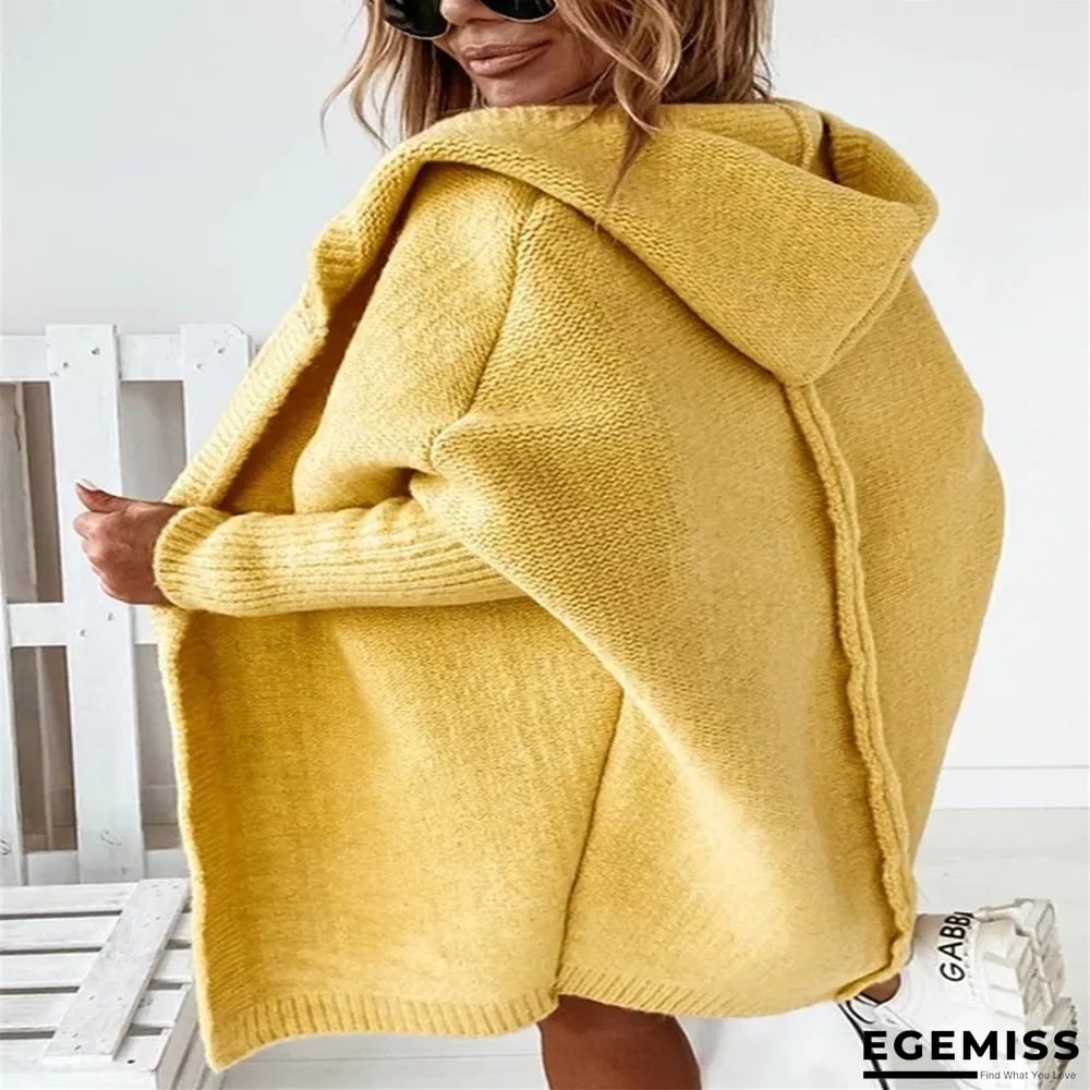 Hooded Bat-shaped Soft Loose Back Stitching Sweater | EGEMISS