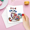6pcs Diamond Painting White Cat Greeting Card Kits with Envelopes for Family Friend Gifts