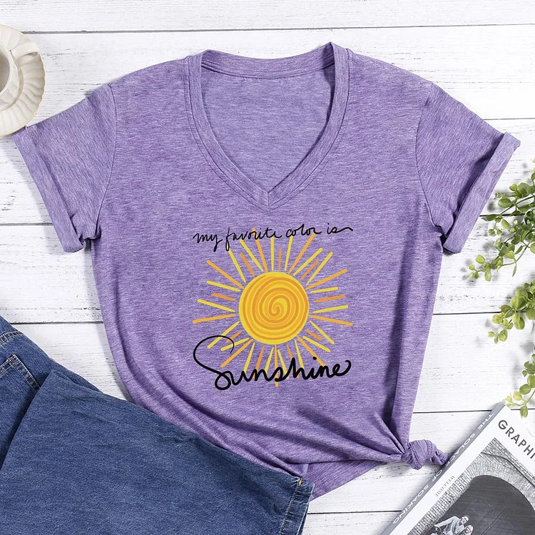 my favorite color is sunshine Summer life V-neck T Shirt-Annaletters