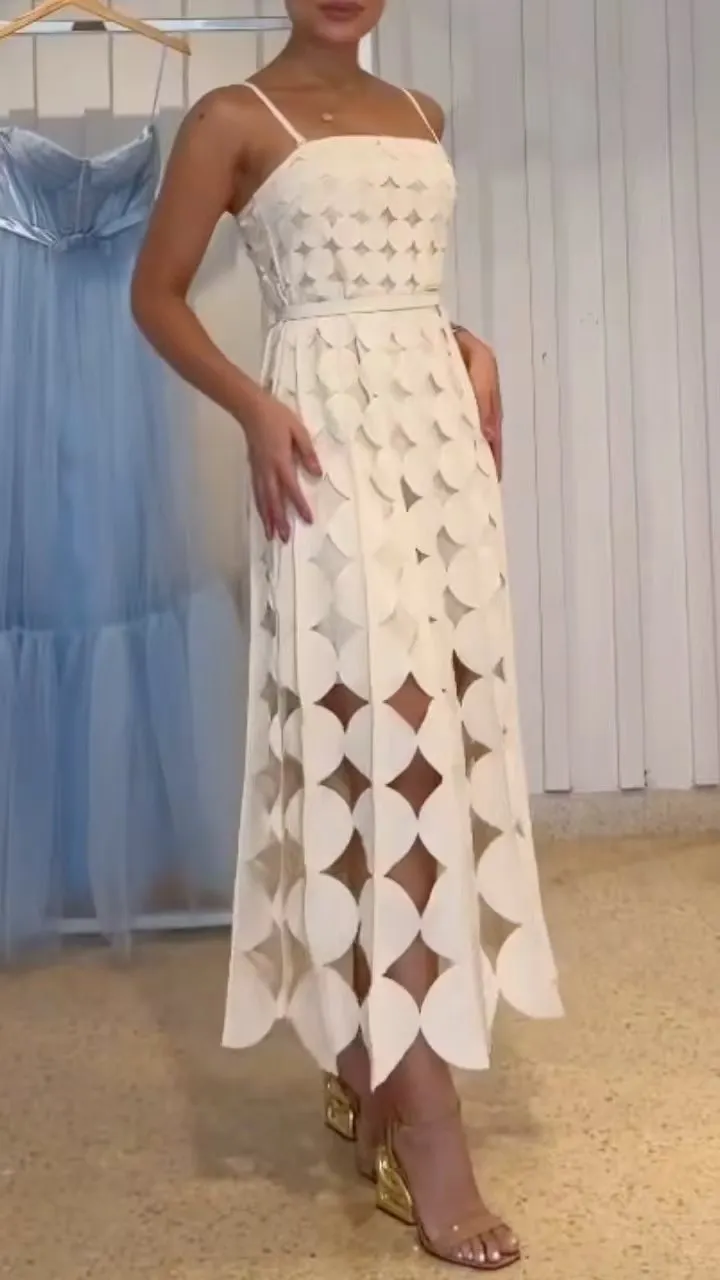 Women's Strapless Dress: Geometric Cutouts, Waist-Cinching, Elegant Style image 3